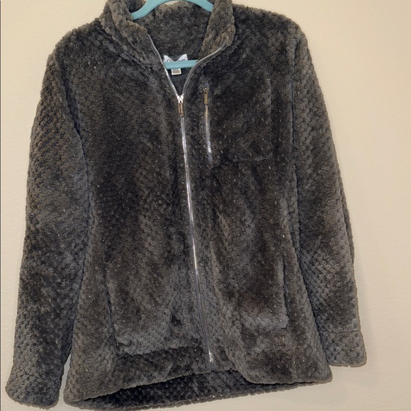 Calvin Klein Charcoal Women’s Fleece Teddy Jacket - Picture 1 of 3